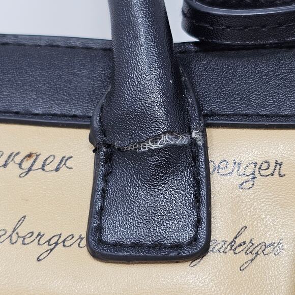 Mini Purse Longaberger Top Handle Bag Tassel Accent Applique Hearts Script Print - Picture 4 of 11